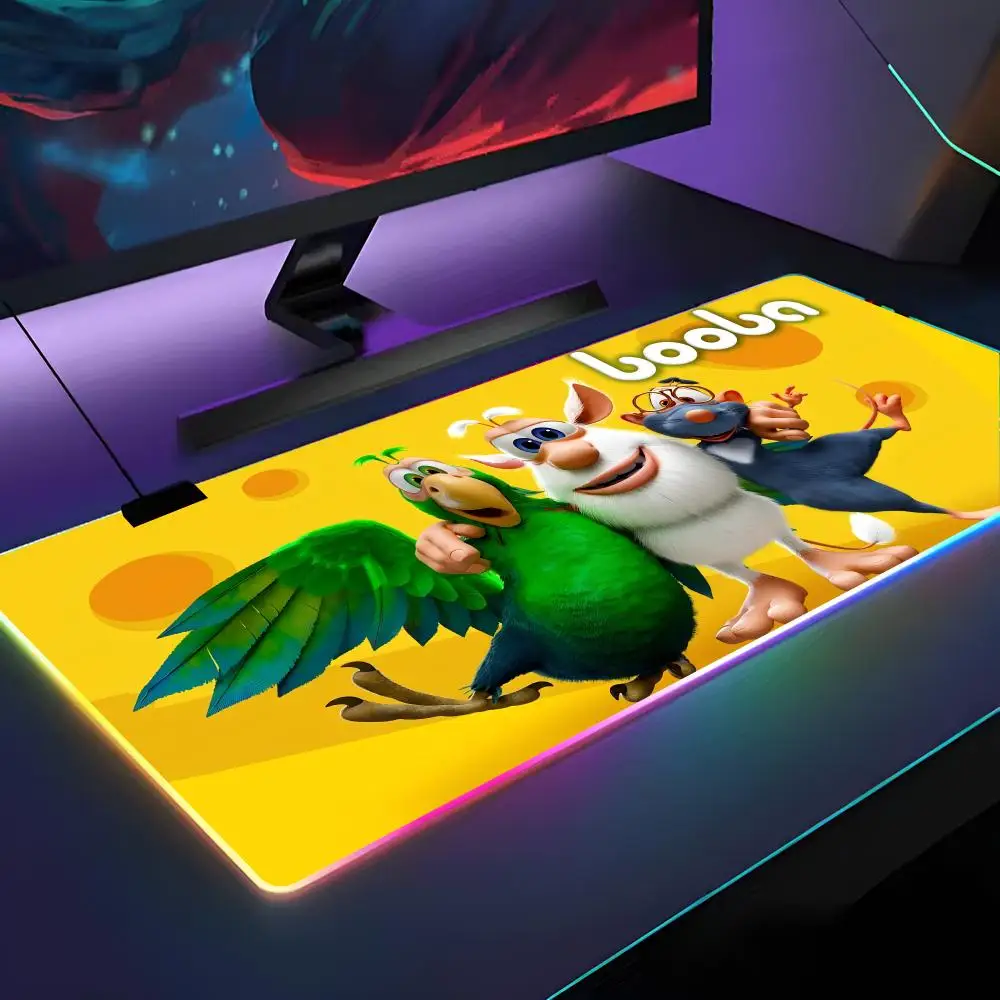 

Забавный милый коврик для мыши с рисунком B-Booba, коврик для мыши с RGB-подсветкой, коврик для мыши для ноутбука, геймера, компьютерный стол, игровые аксессуары