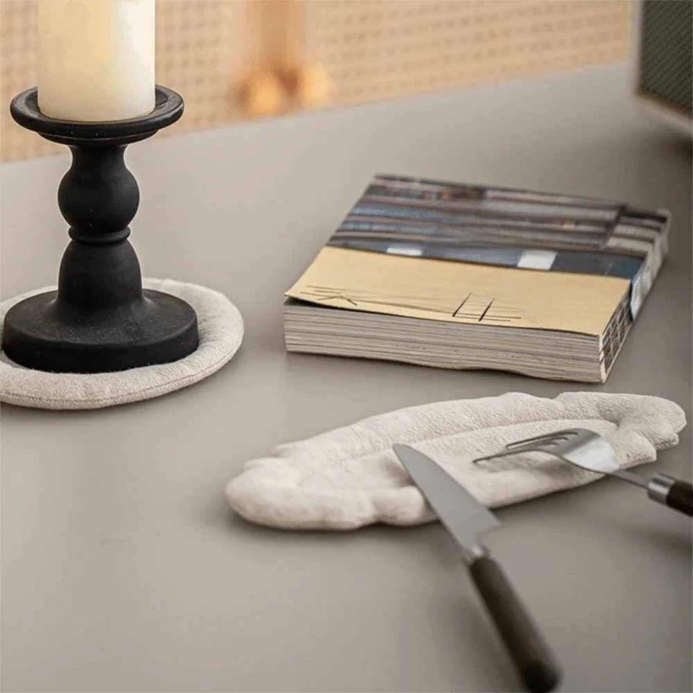 Tableware Mat Japanese Style Cutlery Mat Solid Color Washable Dining Mat Non-Slip Heat-Resistant Insulation Mat Daily Dining