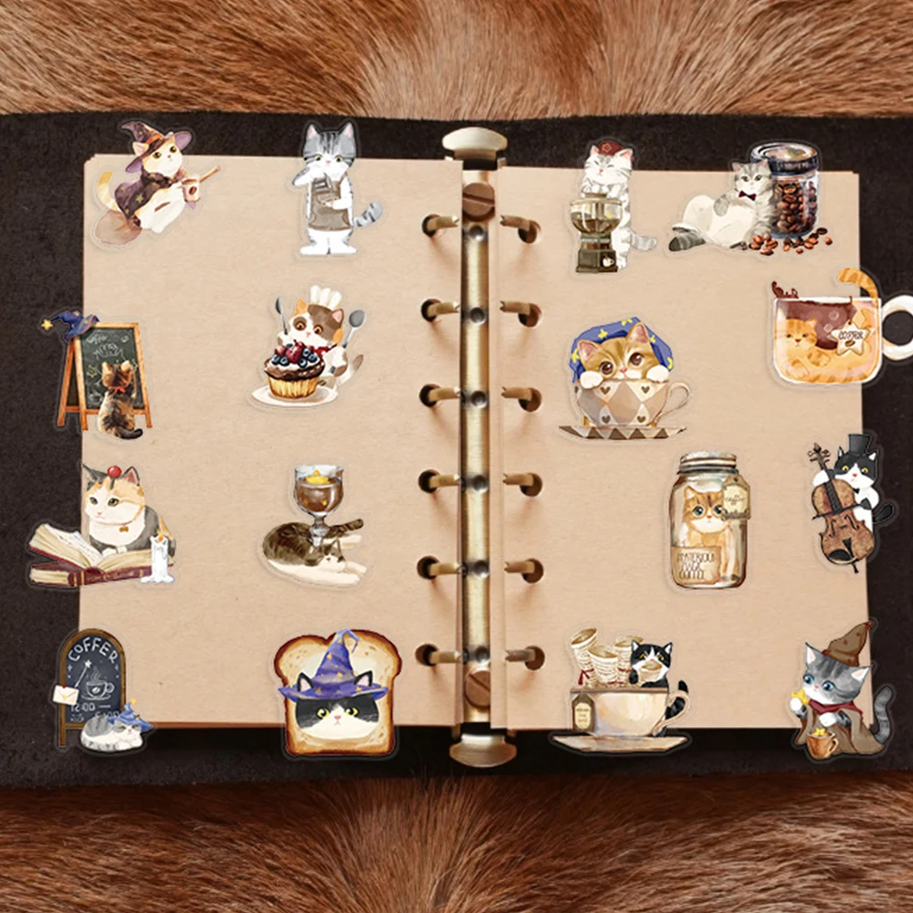 

10/30/50PCS Cartoon Magic Cat Coffee Sticker Transparent Cute Waterproof Graffiti Decal Decoration Guitar Coffee Cup Kids Toy