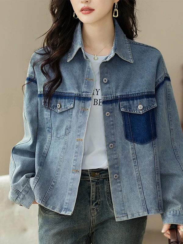 

Аутентичная джинсовая куртка в стиле ретро, цветная, весна 2026, женская, высококачественный материал, классический крой для женщин