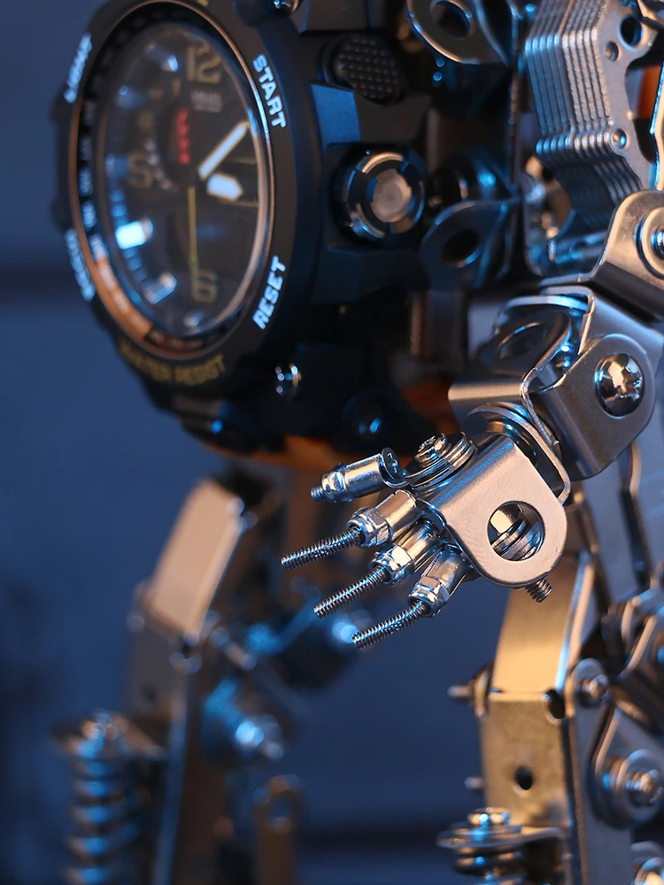 Mechanical Metal Model Assembly Creative Watch Stand 3D DIY Building Blocks Robot Handicraft Desktop Decoration Birthday Gift