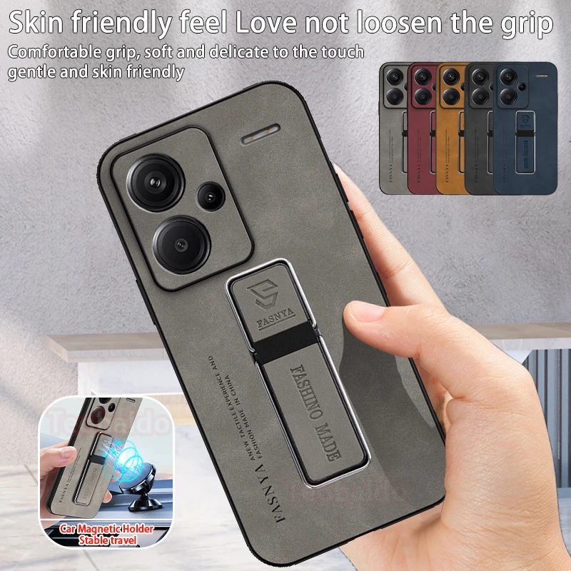 For Redmi Note 13 Pro Plus 5G Case Luxury Magnetic Leather Car Holder Phone Case For Xiaomi Redmi Note 13 Pro + Plus Back Cover