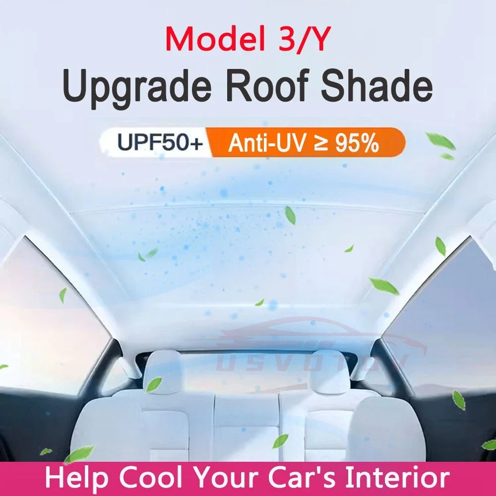 새로운 Tesla Model 3 Y Launch 2021-2025 Sun Shades 유리 지붕 차양 전면 후면 선 루프 채광창 아이스 천 버클 액세서리 썸네일 2