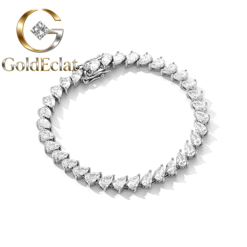 

Браслет GoldEclat Luxury из чистой платины PT950 для женщин, с грушевидными муассанитами 0.5 карата, популярный стиль Instagram B