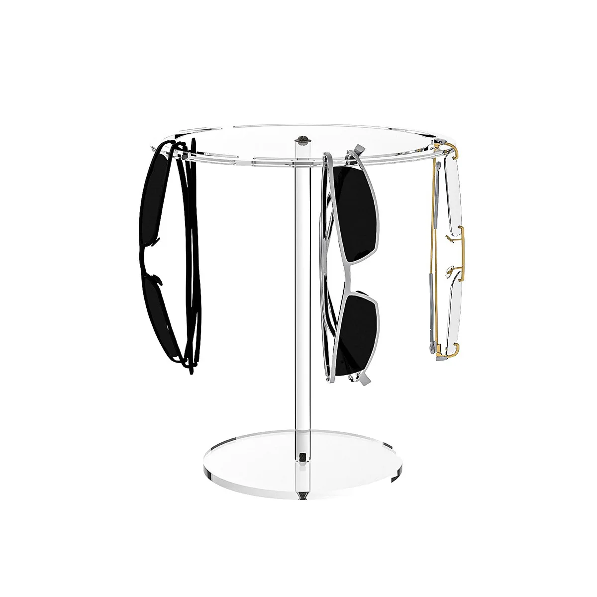 Rotating Round Acrylic Glasses Display Stand Multi Pairs Sunglasses Storage Rack Smooth Rustproof Desktop Eyewear Organizer