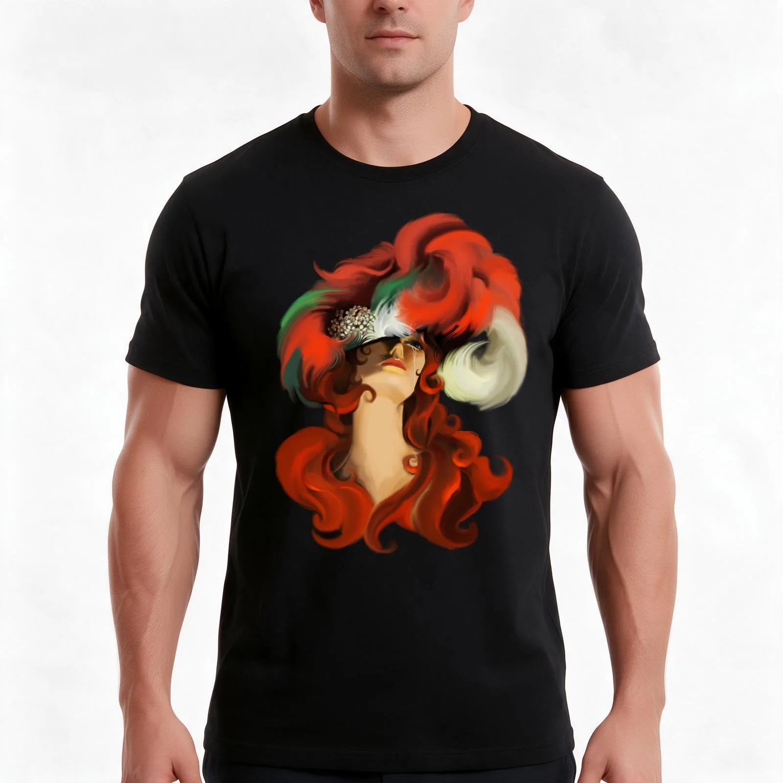 Art Nouveau Alphonse Mucha Inspired Victorian Woman T-Shirt Summer Casual Cotton Tee Oversized Streetwear Tops 100% Cotton