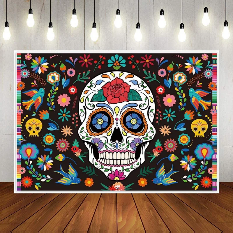 Blacklight Skull Tapestry UV Reactive Tapestry Trippy Starry Sky Glow  Dark Bedroom Party Photobooth Backdrop Decorations Banner