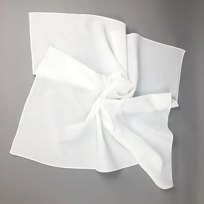 New Women Silk Scarf Square Neck Shawls  Lady White Solid  Bandana Hair Band Kerchief for DIY Painting