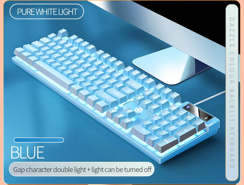 Gaming-Tastatur mit 104-Tasten, kabelgebundene Tastatur, farblich abgestimmt, Hintergrundbeleuchtung, mechanisches Gefühl, Computer-E-Sport-Peripheriegeräte für Desktop-Laptops – Detail 15