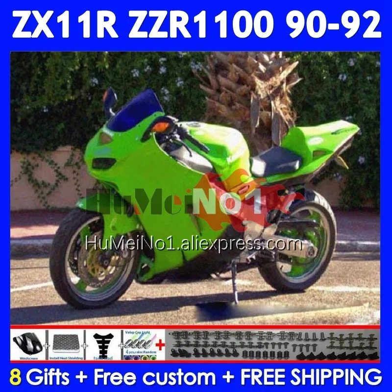 ZX-11R For KAWASAKI NINJA ZX11 ZZR Light green 1100 ZZR-1100 222No.48 ZZR1100 ZX 11R 11 R ZX11R 90 91 92 1990 1991 1992 Fairing