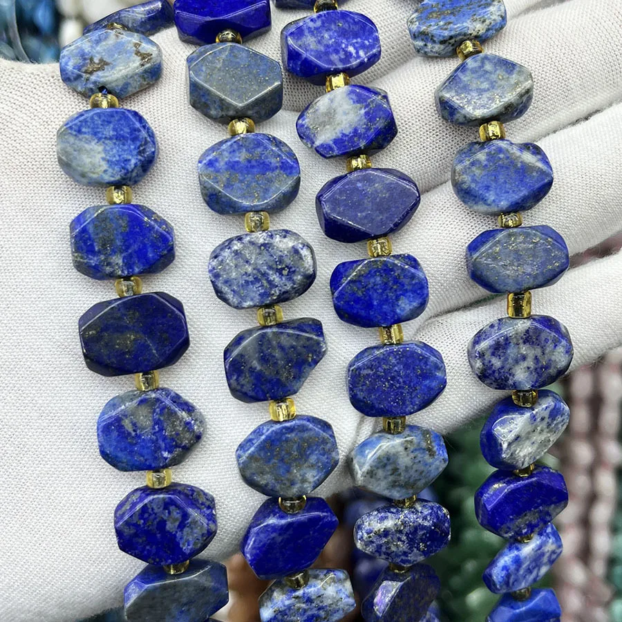 

Natural Crystal Lapis Lazuli Irregular Section Bead Loose For Jewelry Making DIY Necklace Bracelet Accessory15''12-16mm