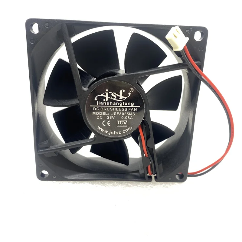 JSF JSF8025MS DC 28V 0.08A 80x80x25mm 2-Wire Server Cooling Fan