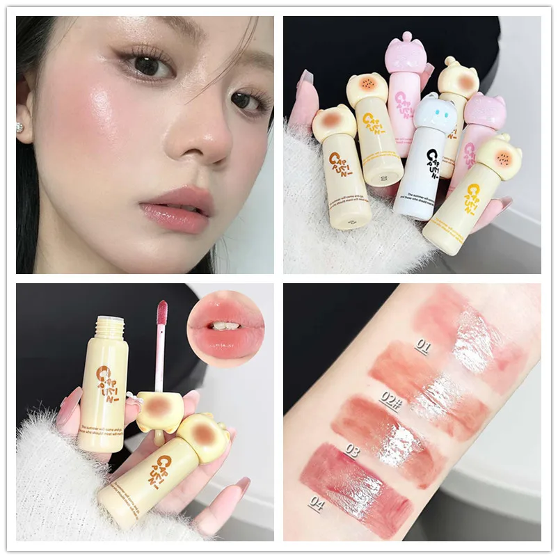 

[MA]Cappuvini Cute Cat Lip Gloss: Увлажняющий, гладкий и стойкий блеск для губ, 4 оттенка, легко наносится, подходит для начинающих.