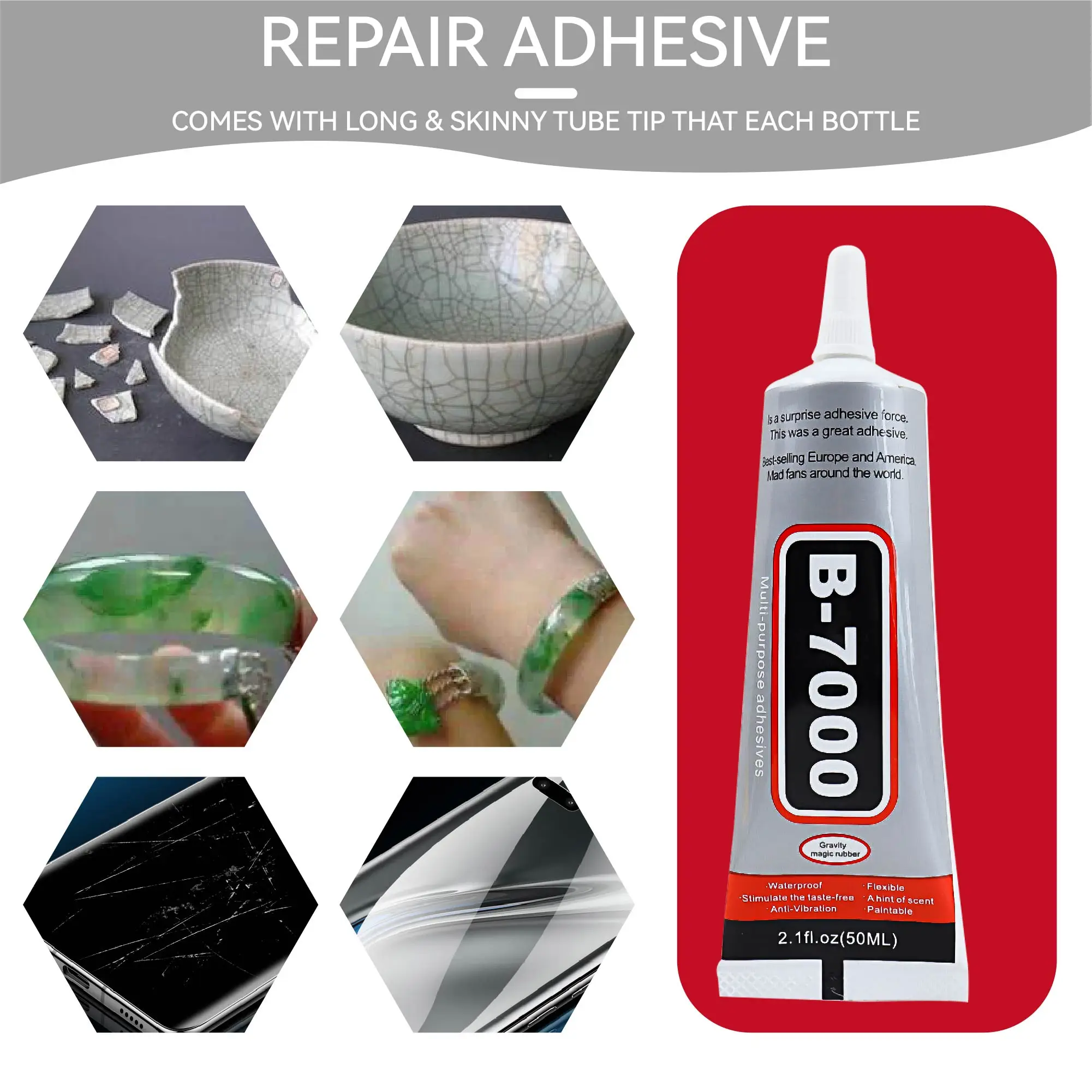15ML 25ML 50ML 110ML B7000 Clear Contact Phone Repair Adhesive Universal Glass Plastic DIY Glue B-7000 With Precision Applicator image 3