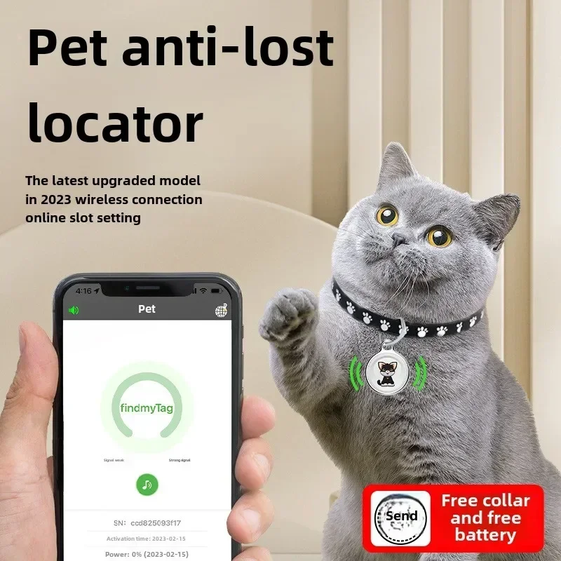 For Android IOS Mini GPS Tracker Animal Tracking Movement Alert Collar Pet Anti Lost Tracker for Cats Dogs Positioning Findmytag