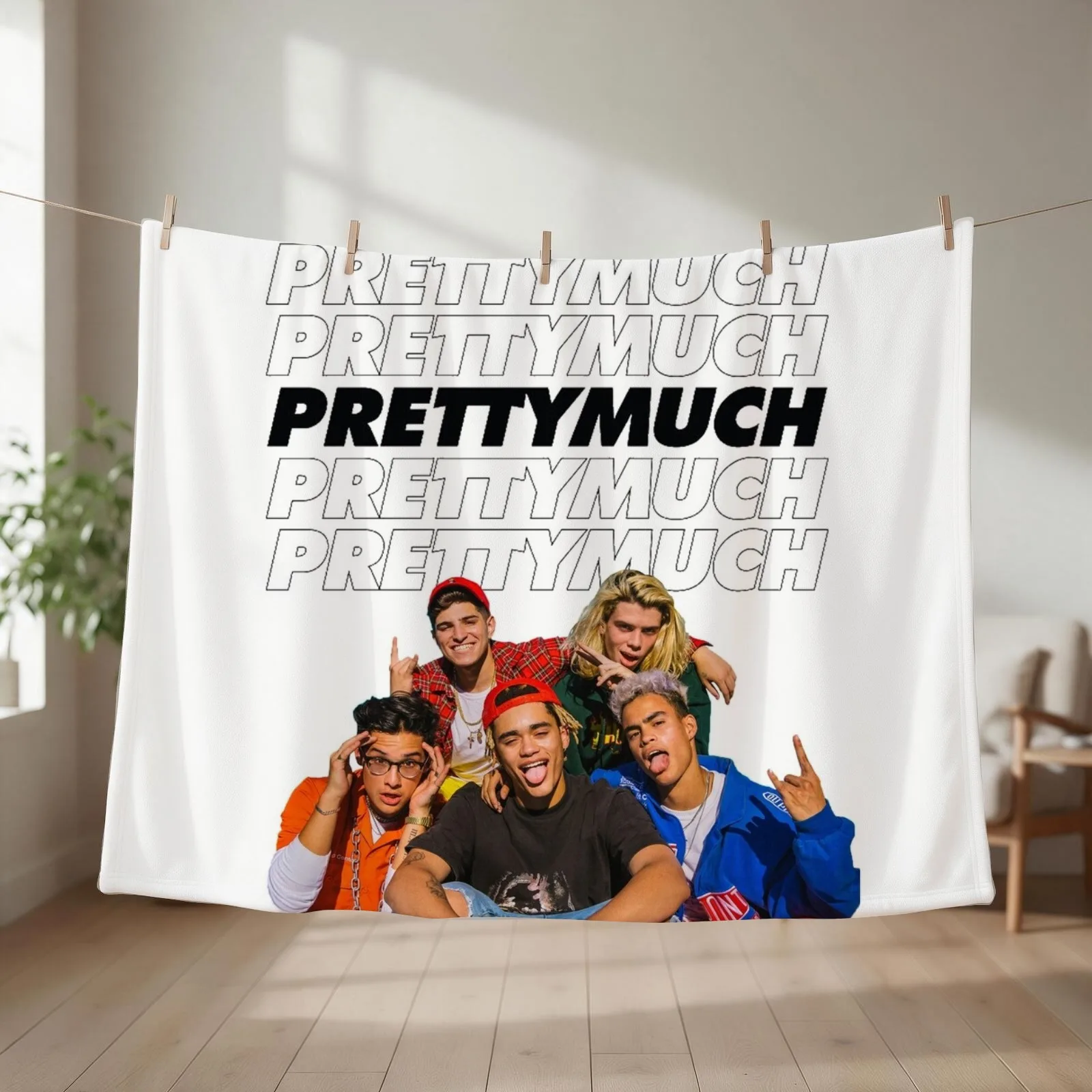 PRETTYMUCH w/ logo Throw Blanket Hairy Decoratives Furrys funny gift Blankets