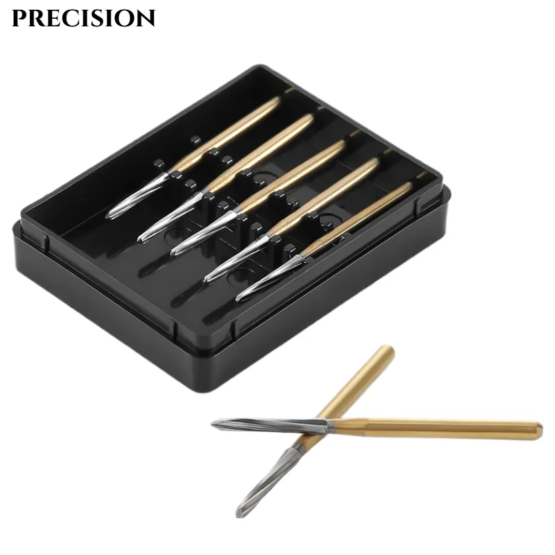 

5Pcs/Box Dental Burs Tungsten Carbide Drills Trimming Finishing 1.6mm FG High Speed Handpiece Clinic Lab Burs