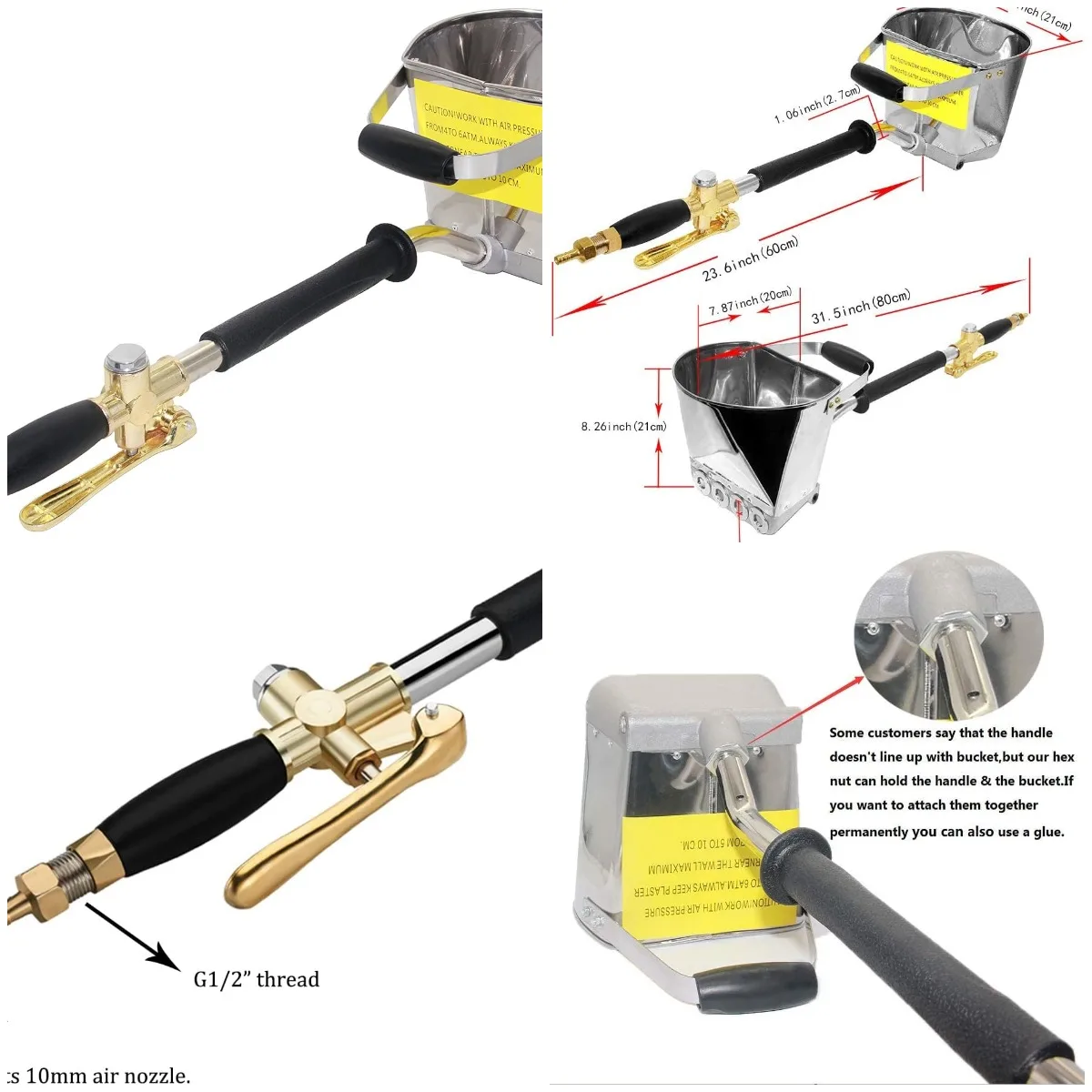 

Воздушный штукатурный бункер с цементной текстурой, распылитель, штукатурка, инструмент для штукатурки стен, краска для дома, 4 струи, 1 шт.