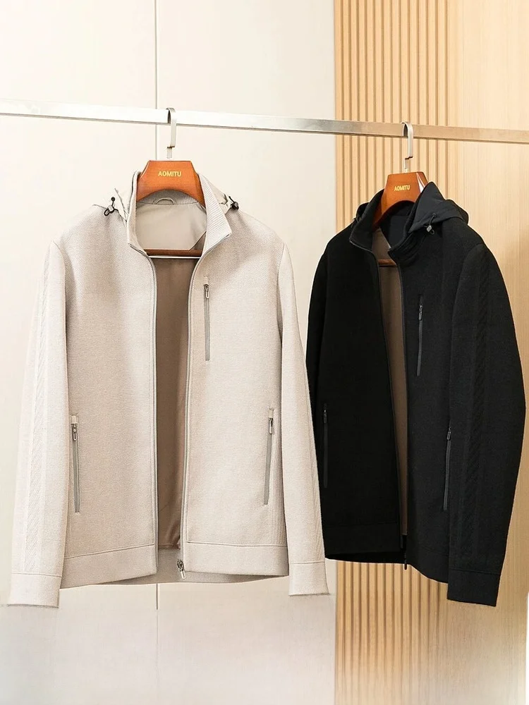 

Knitted Woolen Jaet for Men Breathable Comfortable Lightweight Hooded Casual Sle Warmth Guaranteed Autumn en...