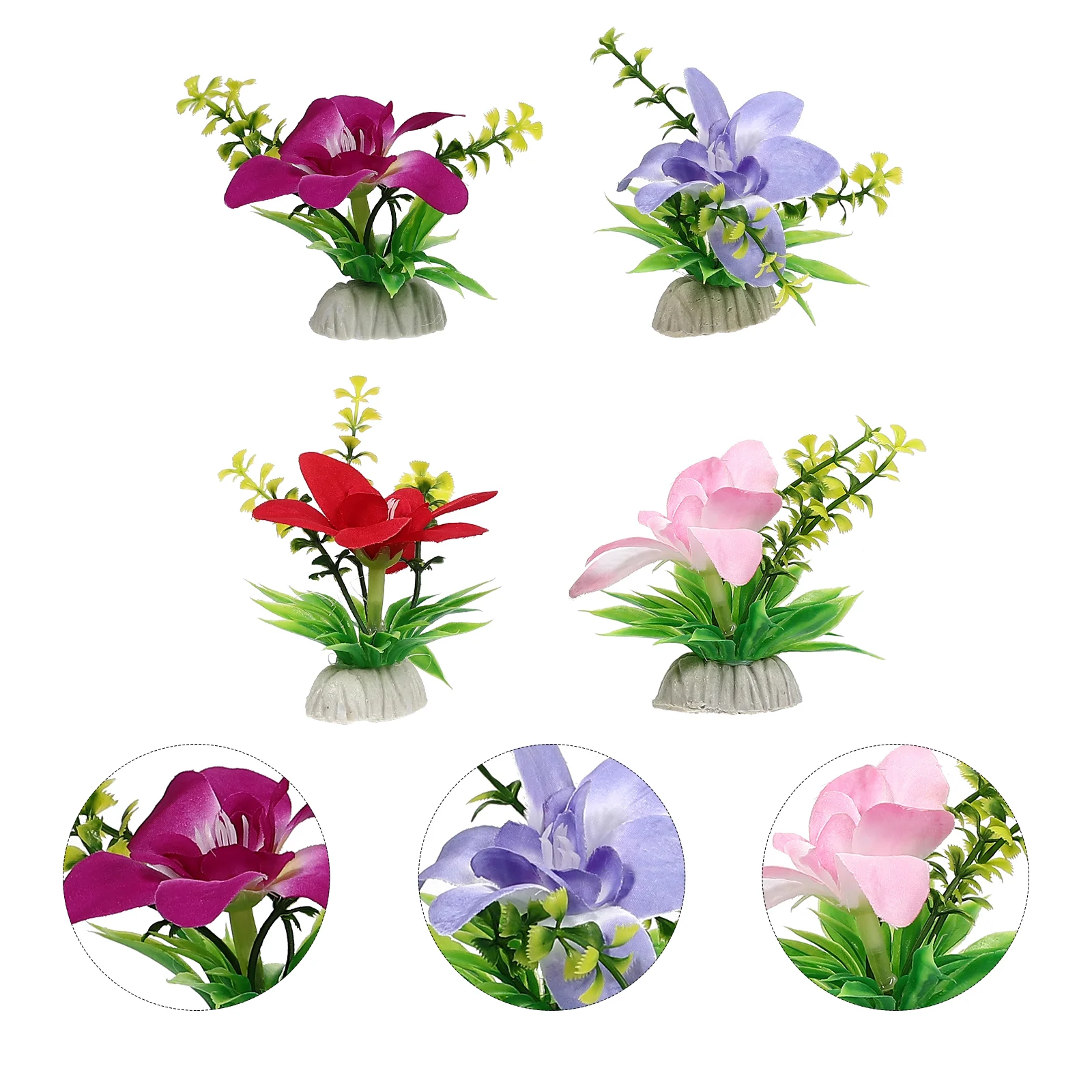4 Pcs Sushi Decoration Flower Plate Decorative Ornament Plants Adornments Artificial Decors Flowers Fake Hotel Supplies Sashimi
