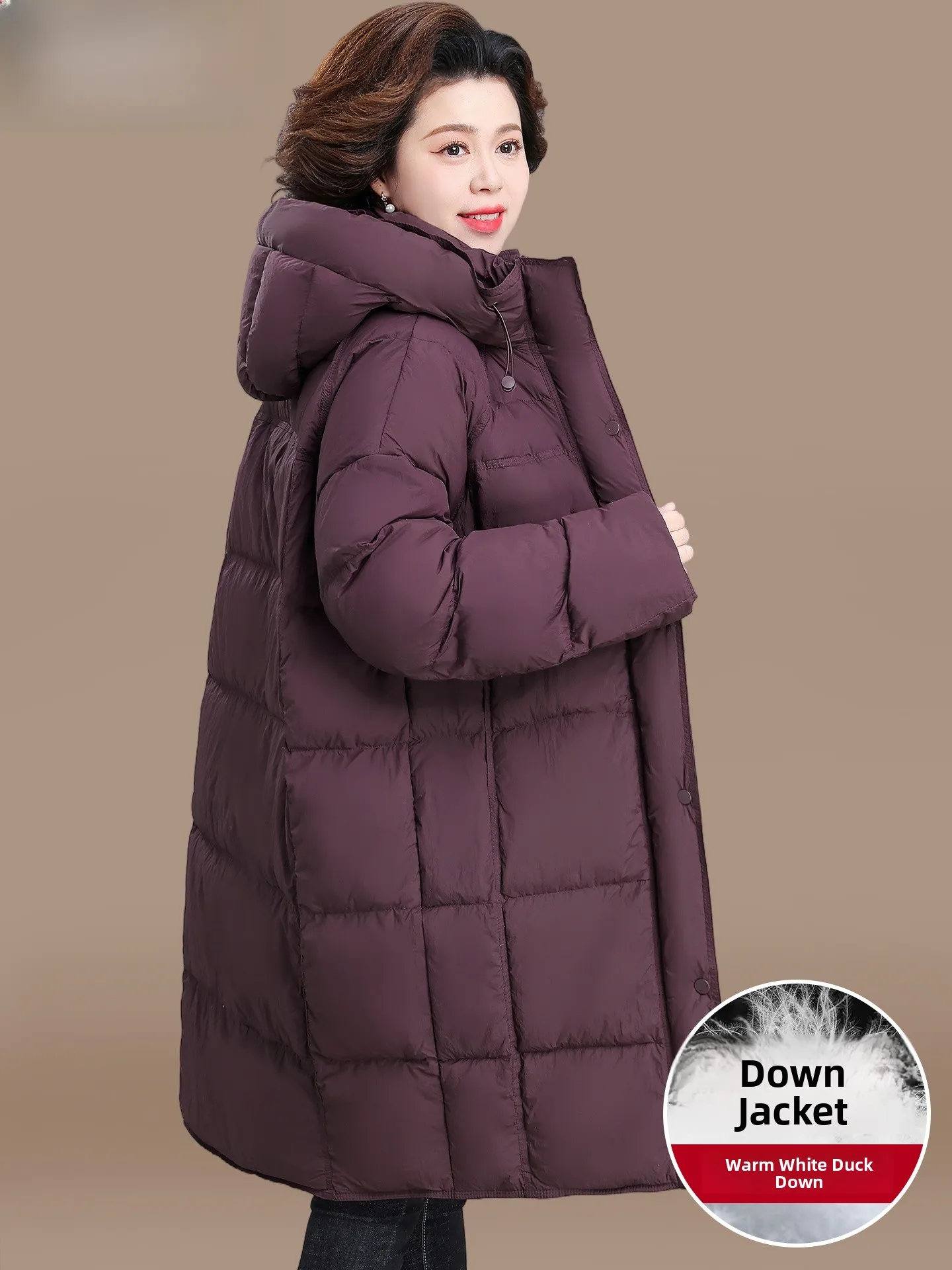 

Утепленное зимнее пальто-пуховик средней длины для женщин среднего возраста, модное, теплое, из полиэфирного волокна, на молнии