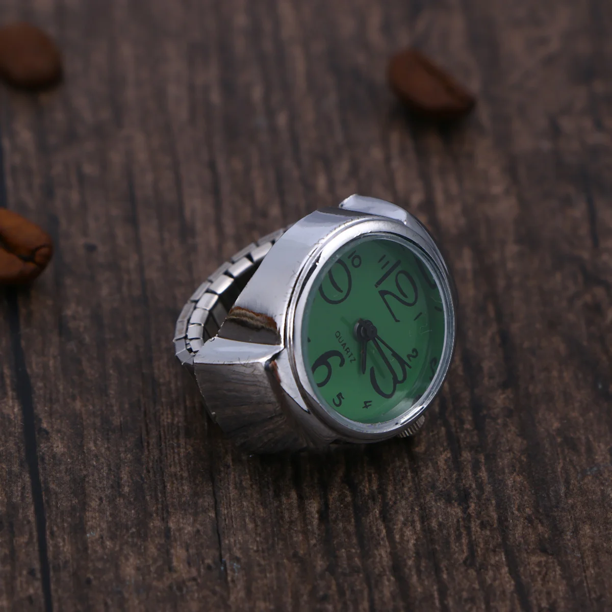 1 قطعة خاتم الموضة خاتم أنيق ساعة صنعة بديعة شيك سوار مجوهرات هدية للأصدقاء ساعة مرنة خضراء #6