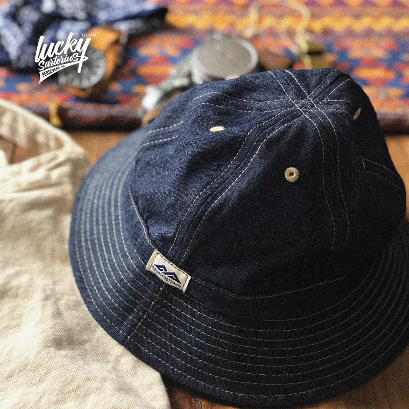 

Vintage Washed Denim Bucket Hat for Unisex Short Brim Sun Hat Breathable 100% Cotton Casual Flat Brim Cap for Outdoor Summer