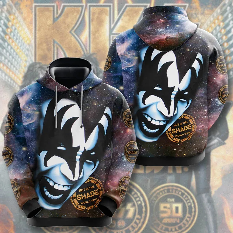2025 Rock Band Kiss Hoodies 3Dพิมพ์ผู้ชายผู้หญิงHip Hopขนาดใหญ่Pullover Hooded Sweatshirtsแฟชั่นStreetwear Manเสื้อผ้า