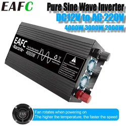EAFC Pure Sine Wave Inverter DC12V to AC 220V Auto Converter Power Inverter4000W 3000W 2000W Voltage Converter Car Solar Power