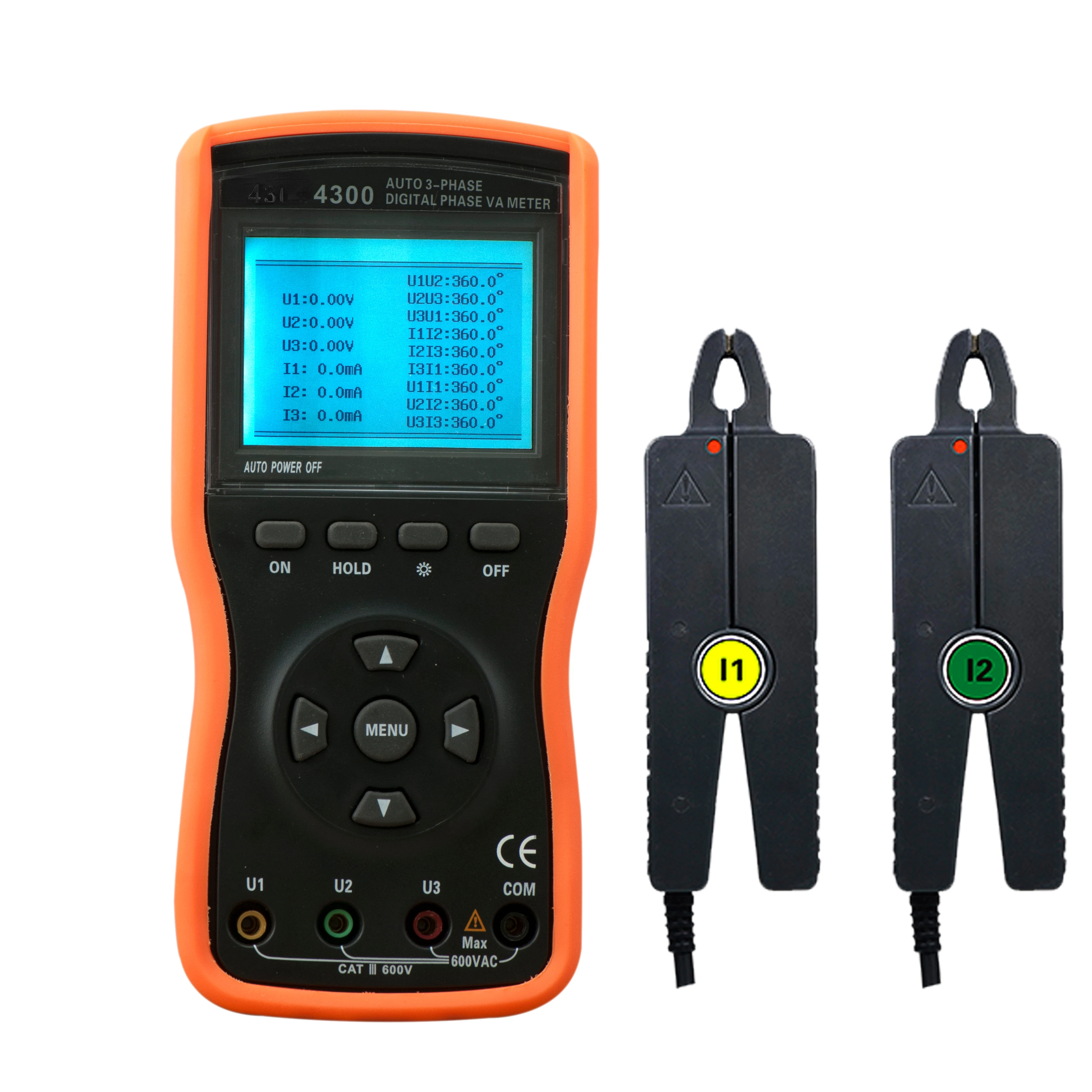 DECCA 4300 Intelligent Three Clamp Digital Phase Voltampere Meter Electric Power Phases Current Voltage