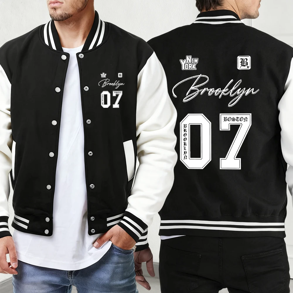 Allow Happy Number 99 Creative Printing Men Jackets Basics Comfy Streetwear Autumn Winter Baseball Uniform Vintage Soft Menswear