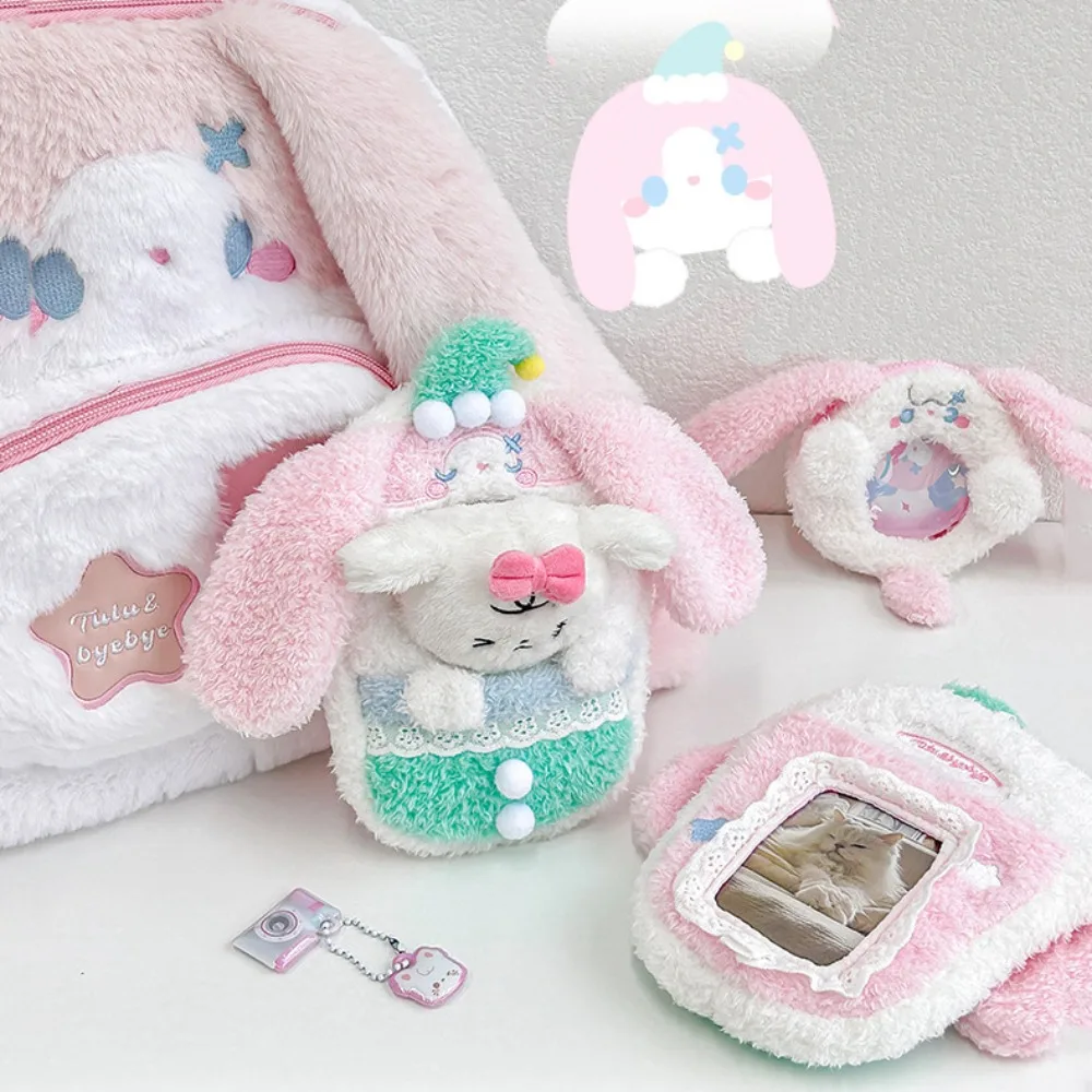 Fluffy Rabbit Plush Card Doll Holder Animal Series Doll Bag 3 Inch Photocard Holder Cute Puppy Cartoon Cat Small Card Case