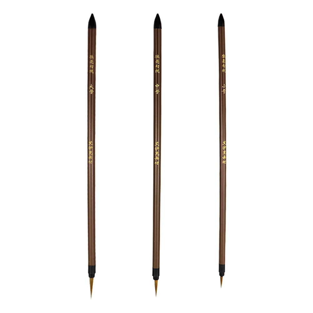 Stylos de doublure en poils de loup, 3 pièces, fournitures d'art pour dessin à pointe Fine pour croquis, peinture à l'aquarelle, brosse de détail, projets scolaires pour enfants