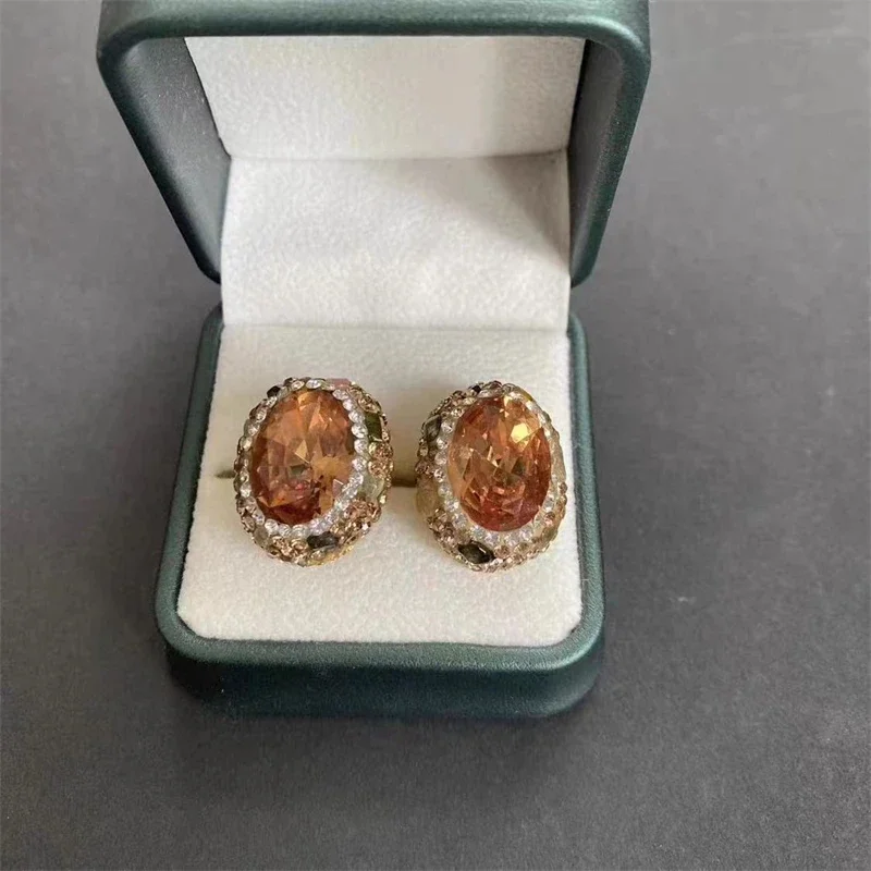Zultanite Crystal Stud Earrings Gold Plated Tourmaline Turkish Color-changing Stone for Women Rhinestone Crystal Gift Jewelry
