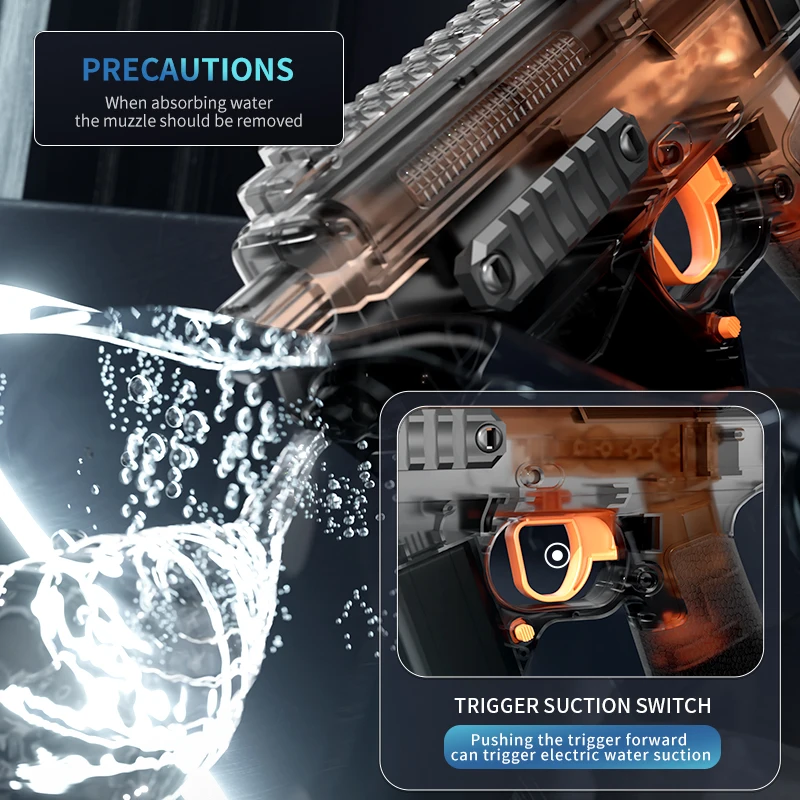Simulação tiro chamas pistola de água elétrica brinquedos crianças led alta velocidade automática contínua pistola blaster água verão brinquedo ao ar livre