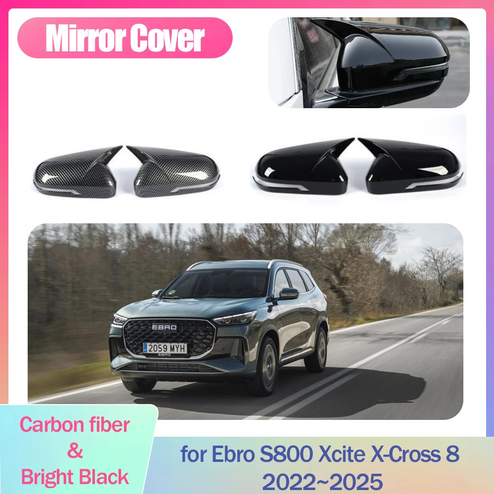 

2pcs Car Mirror Cover for Ebro S800 Xcite X-Cross 8 2022~2025 ABS Sticker Cap Wing Carbon Fiber Black Trim Shell Part Accessorie