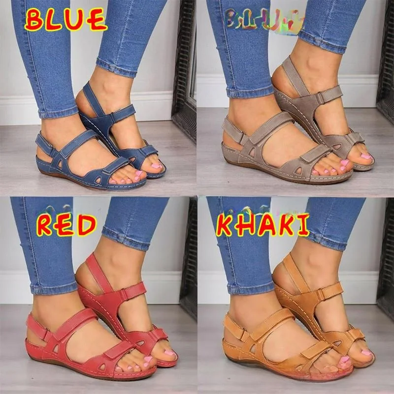 

Новинка 2020 года: женские сандалии с ремешками на липучках, на танкетке, повседневные, однотонные, без застежек, летняя модная обувь