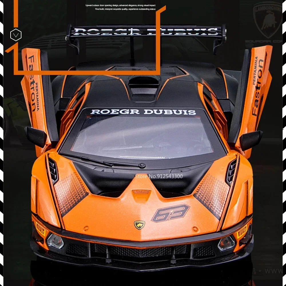 1:24 escala lambor scv12 lp770 modelo de carro de brinquedo liga diecast som luz puxar para trás portas abertas modelos de veículos criança brinquedos educativos