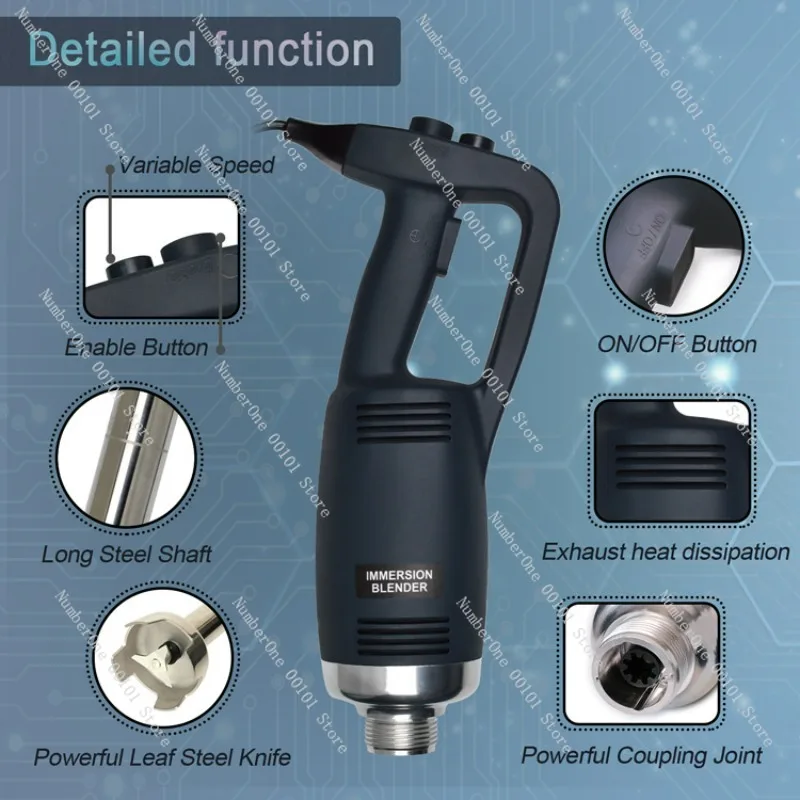 750W 22‑Inch Stainless Steel Handheld Immersion Blender, Multifunctional Commercial Portable Electric Beverage Mixer