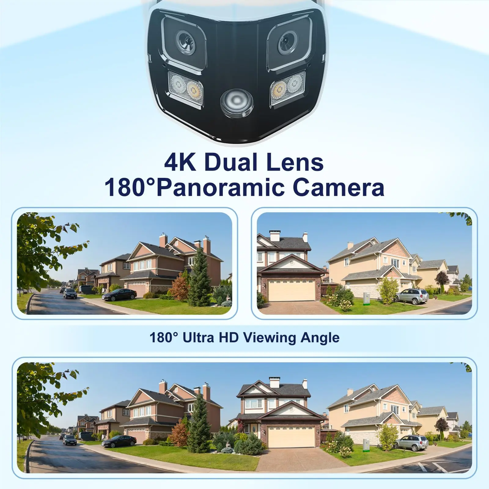 US Stock 4PCS Anpviz 4KF1.6 PoE IP Turret Camera Outdoor 180° Panoramic Wide Angle Smart Dual Light Human/Vehicle Detection IP66