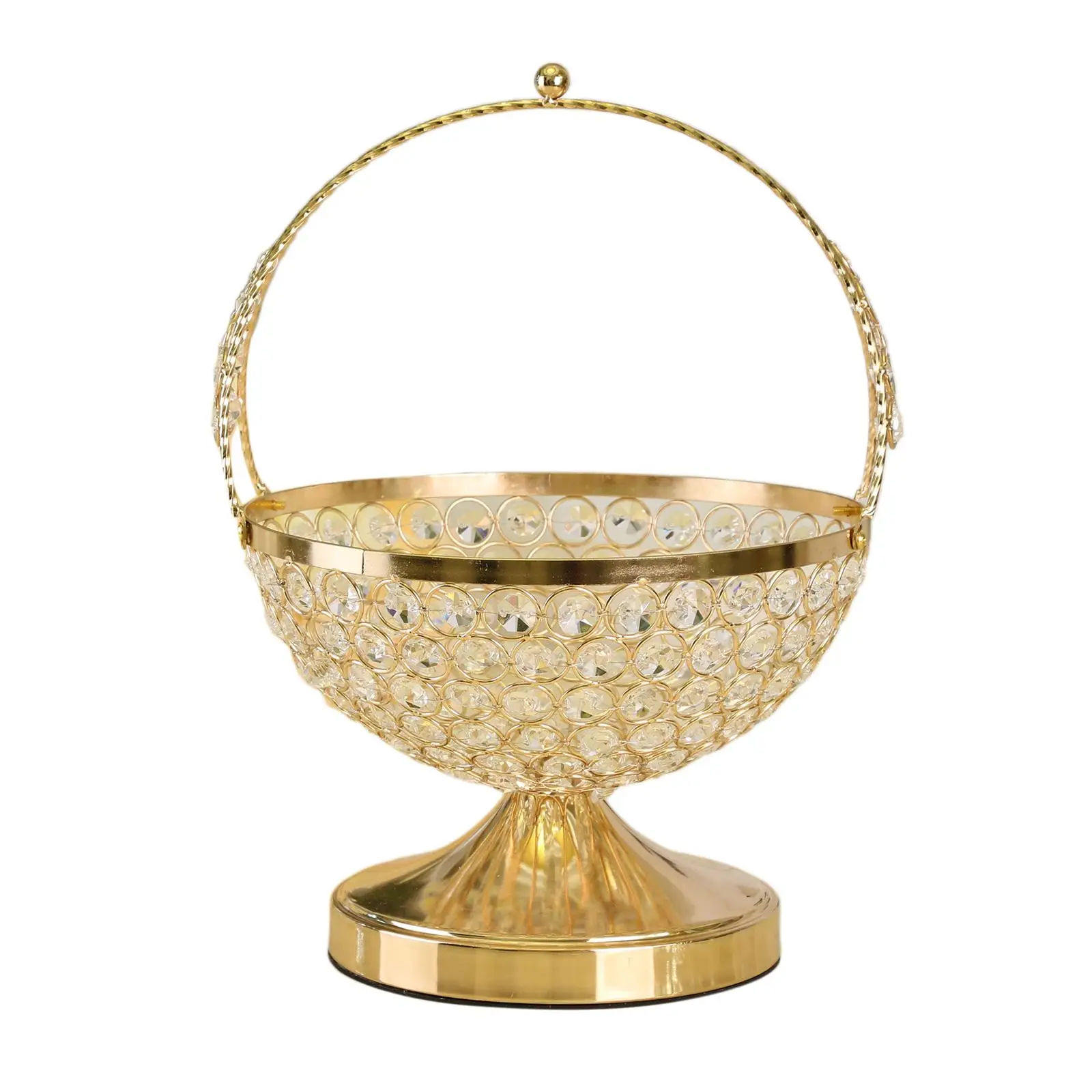European Style Crystal Fruit Basket Glass Snack Candy Plate Golden Table Centrepiece for Home Decor