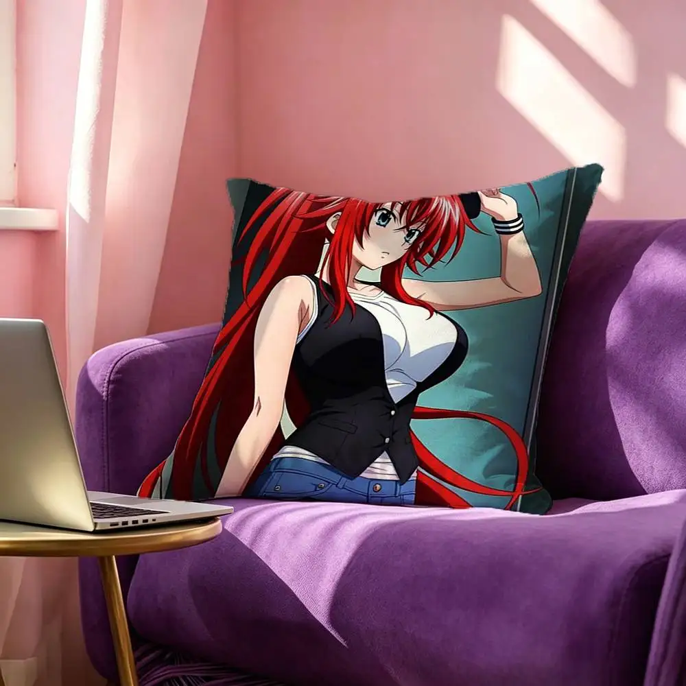 High School DxD Akeno Himejima Laser Square Double-Sided printed Pillow Case Bedroom Bedside Pillow Sofa Cushion Cover