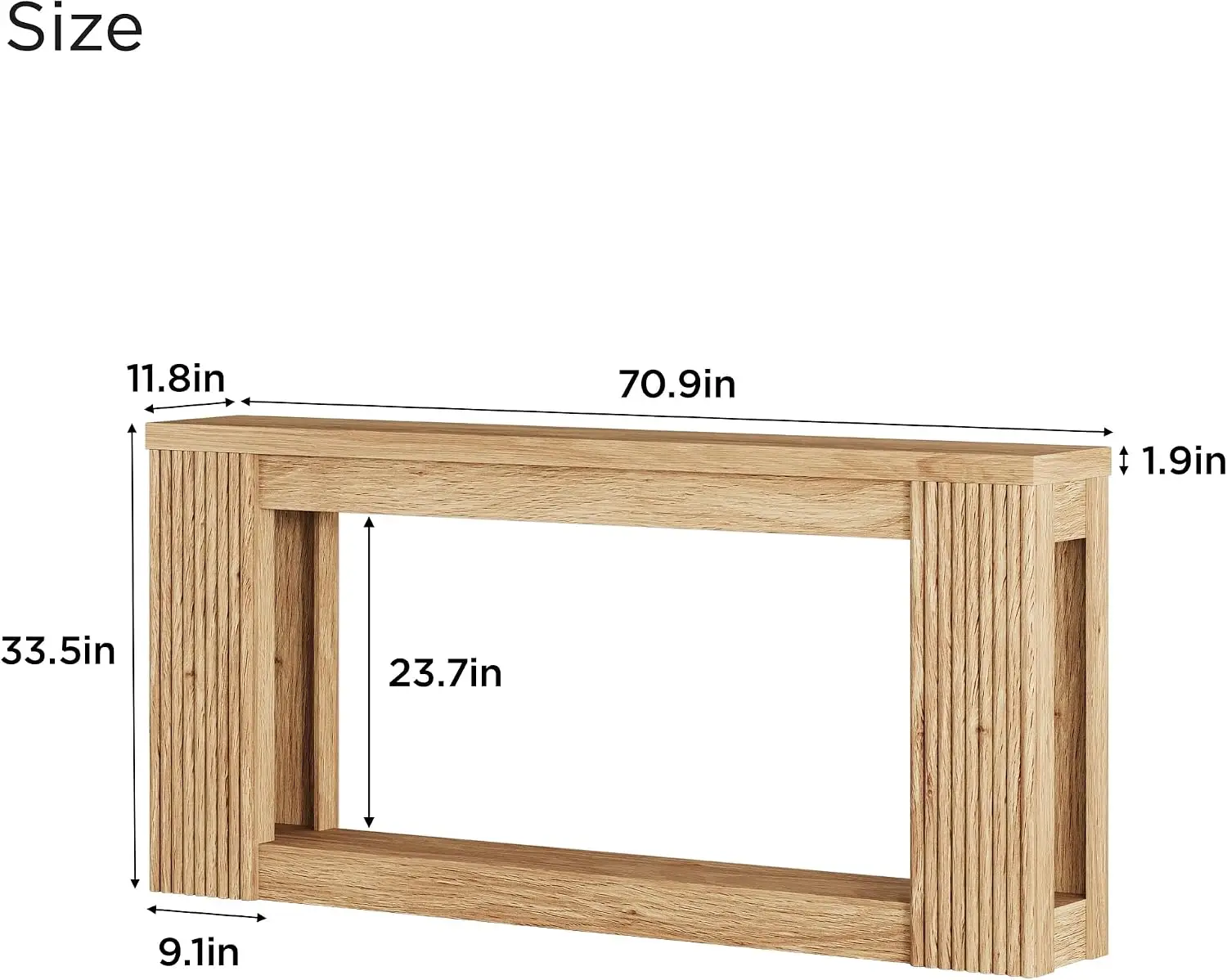 Maupvit Fluted Wooden Console Table with 2 Storage, 71 Inches Rectangular Entryway Table Behind The Couch, Farmhouse Boho Sofa T