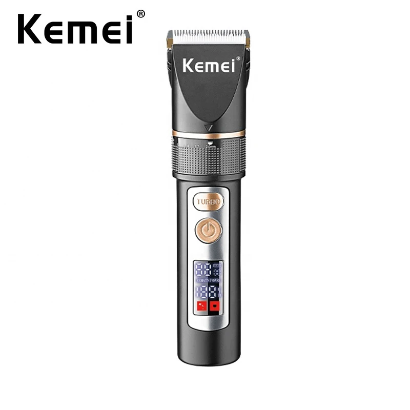 Kemei Professional Hair Clipper Adjustable Ceramic Blade Trimmer Salon Low Noise Turbo Motor Hair Cutting Machine Rechargeable