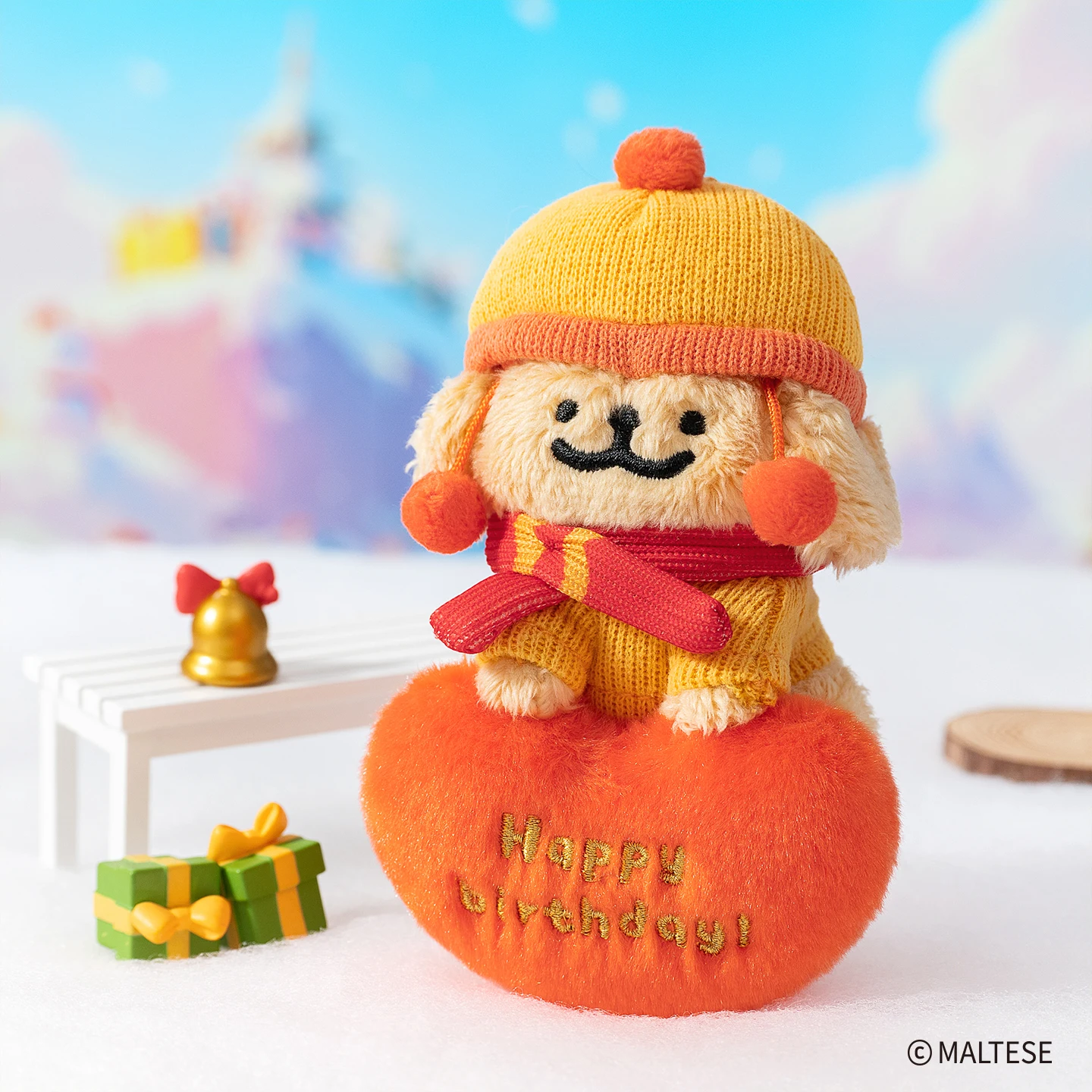 En Stock, serie maltesa auténtica, figura esponjosa de dibujos animados Kawaii, muñeca, mochila, llavero con dije, figura bonita, regalo de cumpleaños para pareja