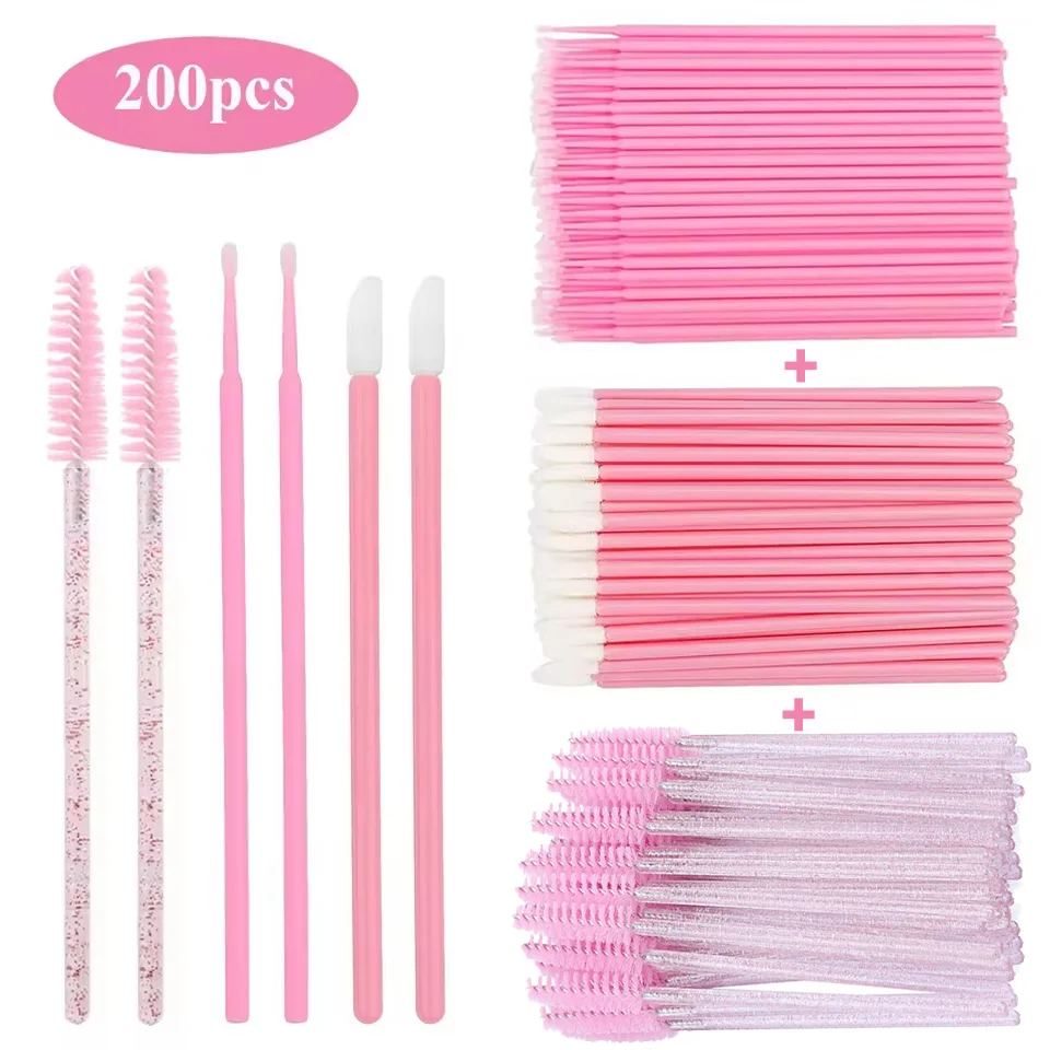 Set di pennelli per labbra usa e getta da 200 pezzi/spazzole per ciglia/mini set di strumenti per trucco con pennelli flessibili