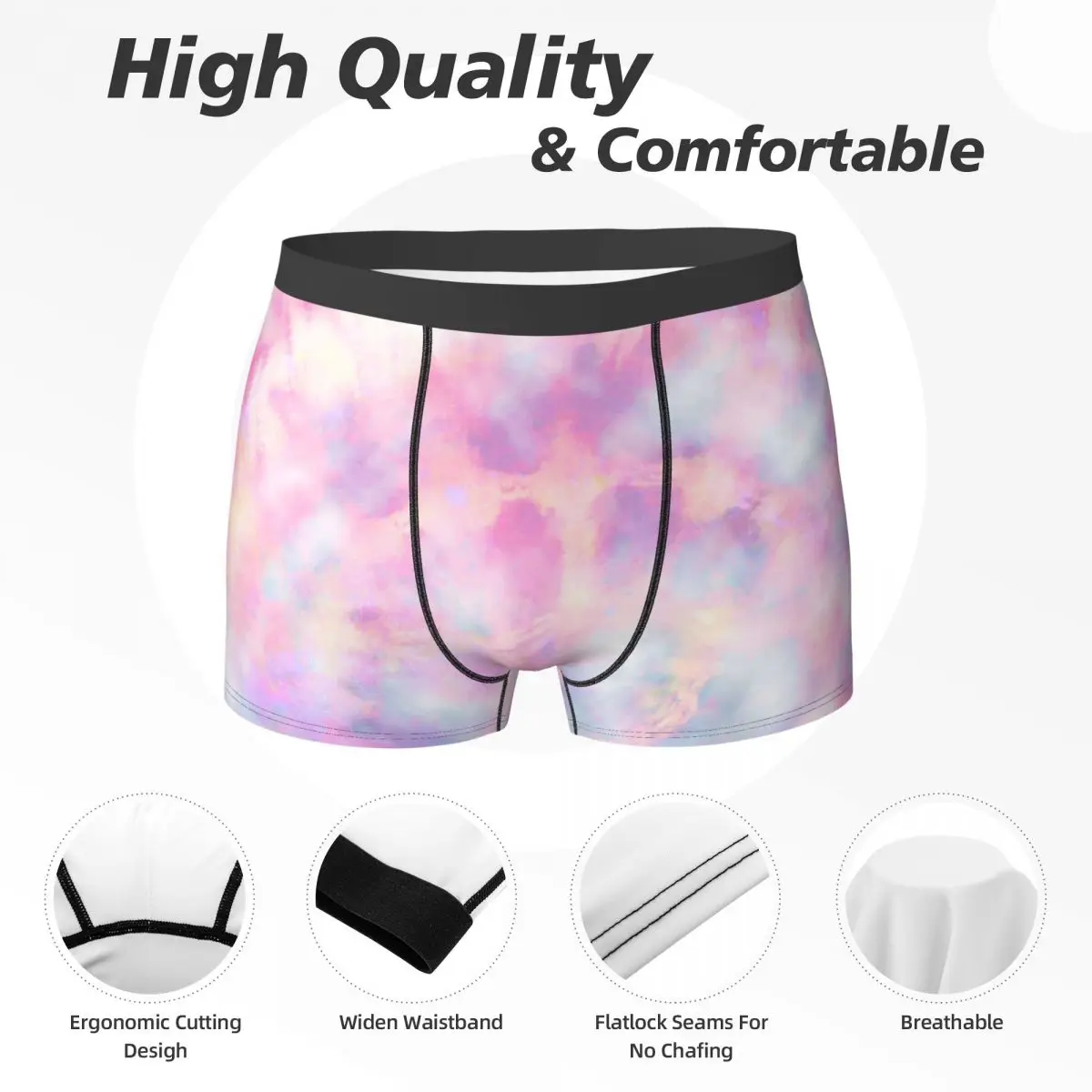 Rosa tie dye roupa interior colorida arte impressão 3d bolsa trendy boxer shorts impressão boxer breve sexy calcinha masculina tamanho grande