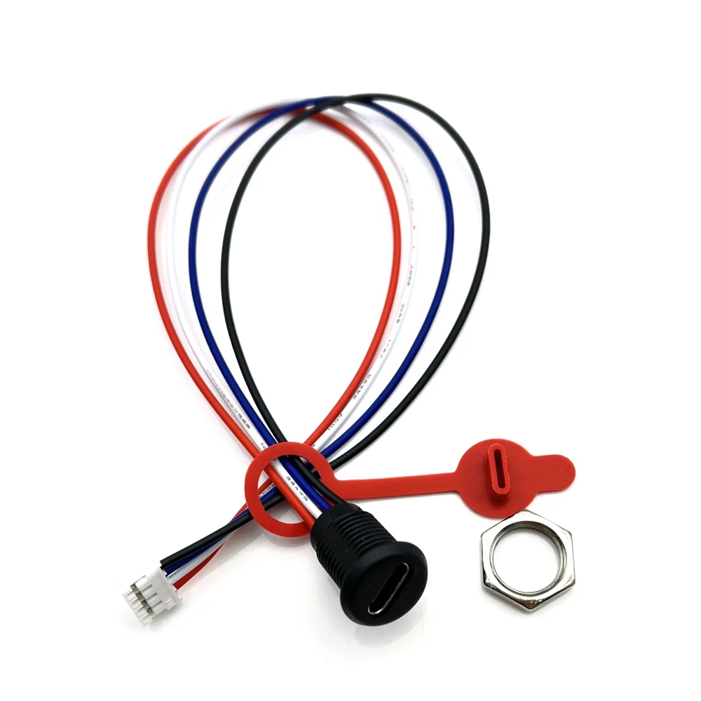 USB-C 고전류 충전 소켓, PH2.0 너트 스냅 잠금 플레이트, 2/4 핀 TYPE-C 암 C 타입 방수 암 커넥터 잭