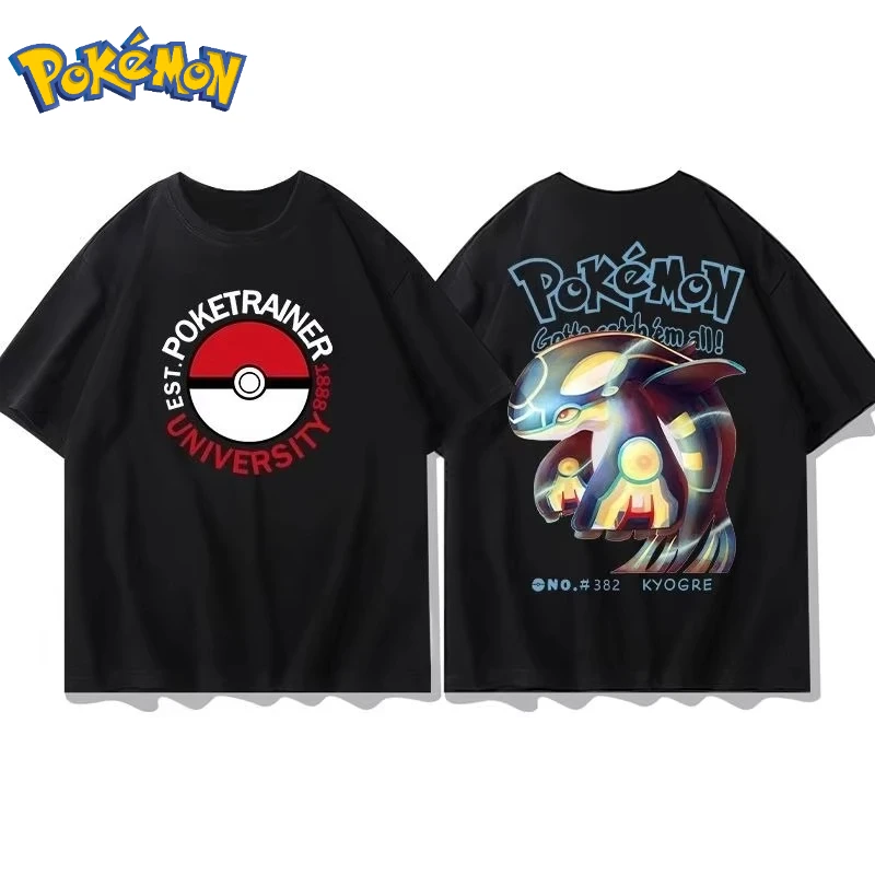 25 Summer Pokémon Anime Groudon Brand 100%Pure Cotton Printed T-shirt Men Harajuku Casual Versatile Short-sleeved Y2k Loose view 3