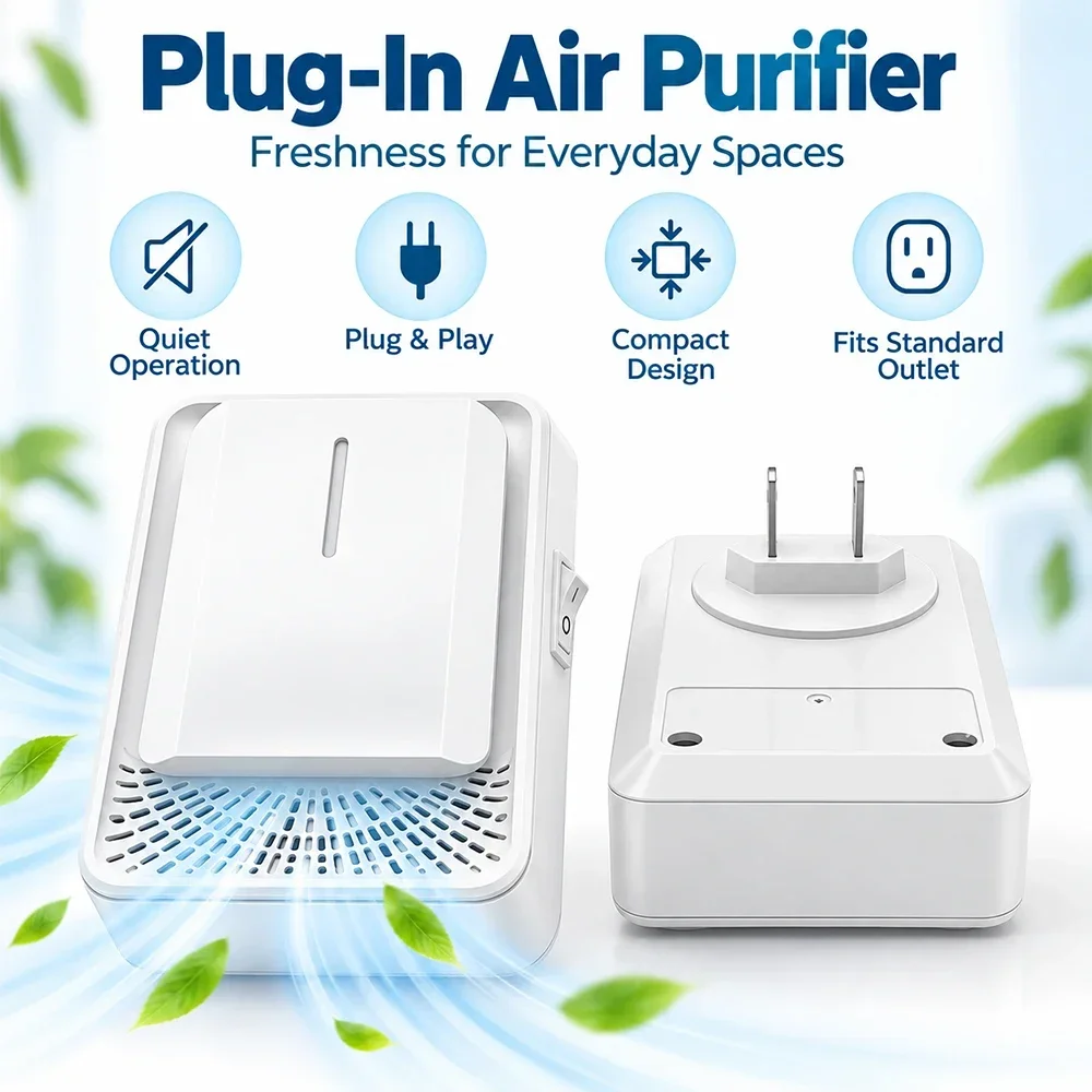 1 Pack Portable Mini Air Purifier, Desktop Air Cleaner with LED Light, Quiet Air Purifier for Bedroom, Home and Office